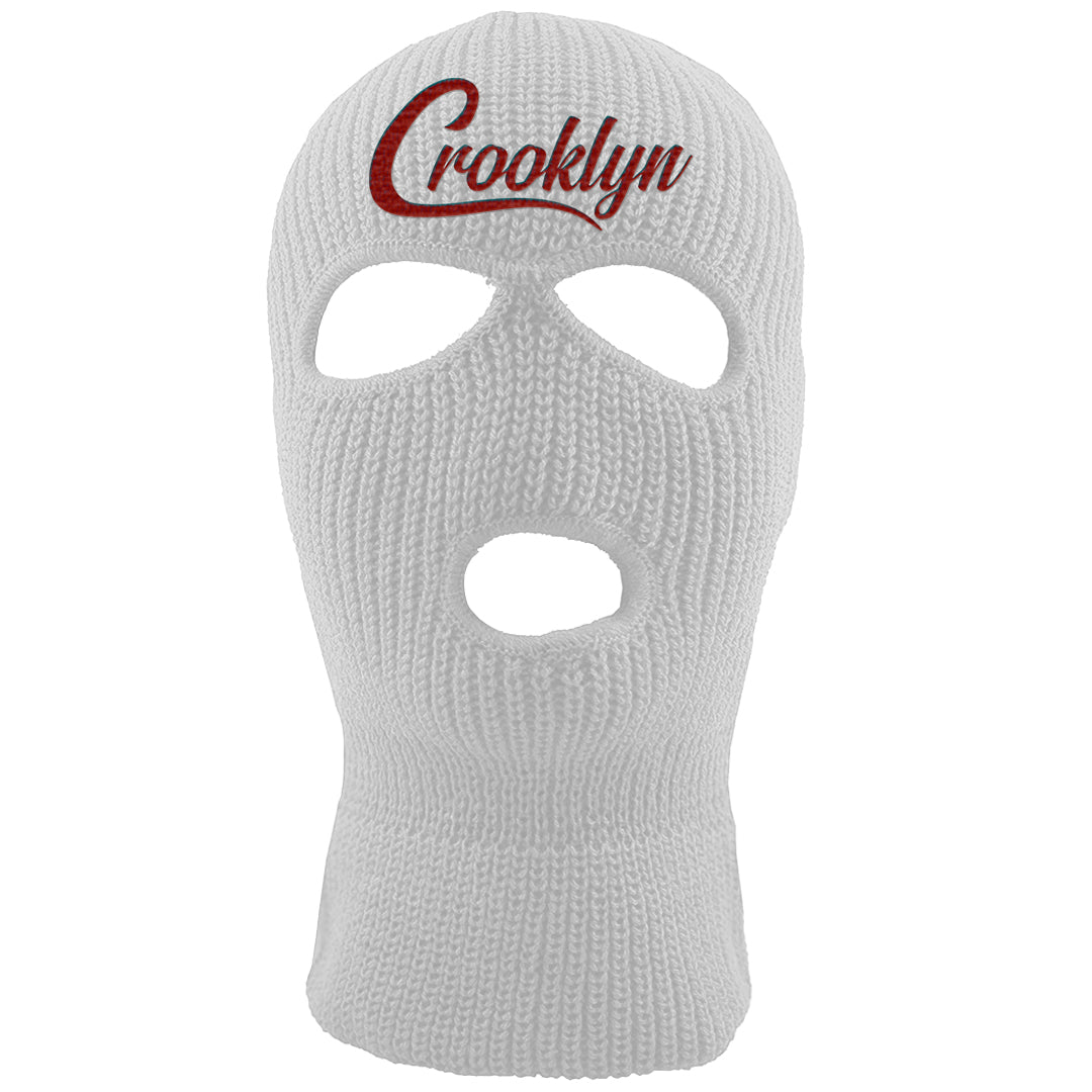 Dark Grey Varsity Red Low 1s Ski Mask | Crooklyn, White