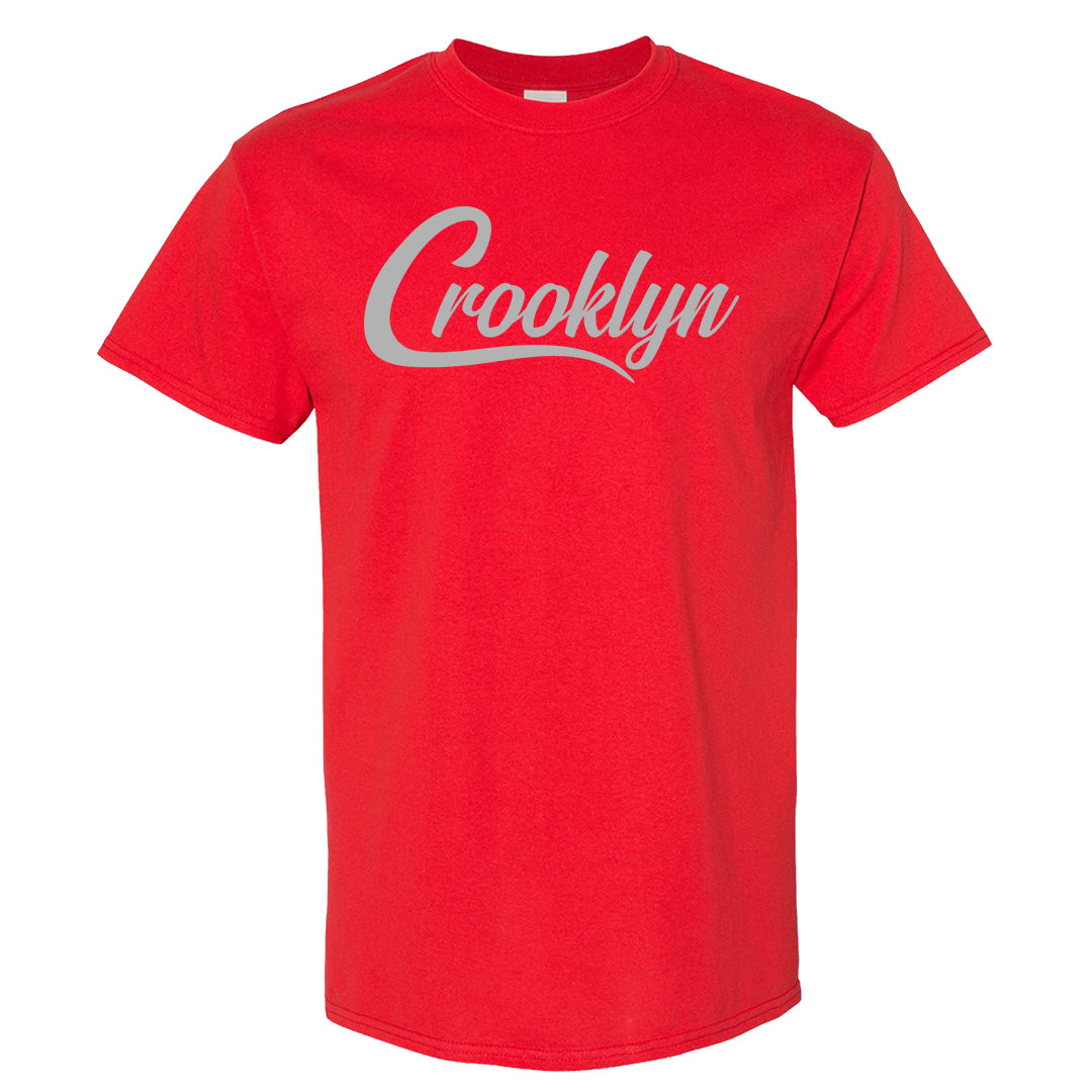 Dark Grey Varsity Red Low 1s T Shirt | Crooklyn, Red