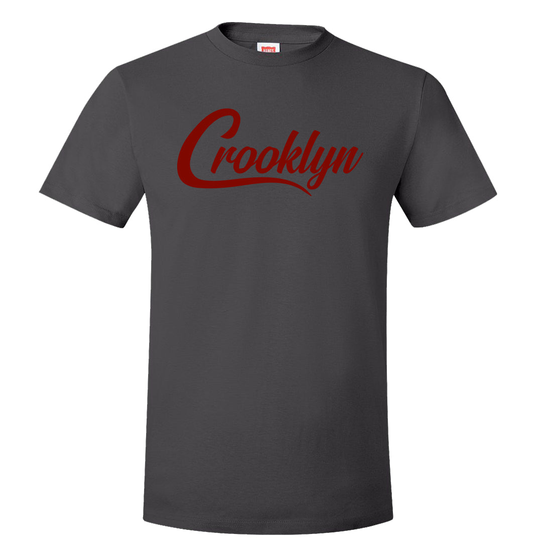 Dark Grey Varsity Red Low 1s T Shirt | Crooklyn, Smoke Grey