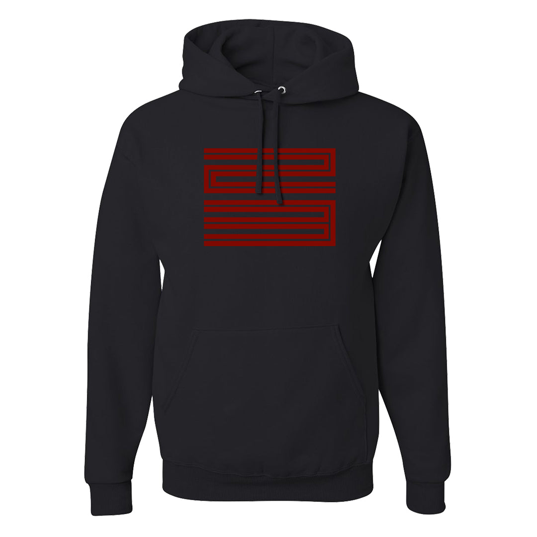 Dark Grey Varsity Red Low 1s Hoodie | Double Line 23, Black