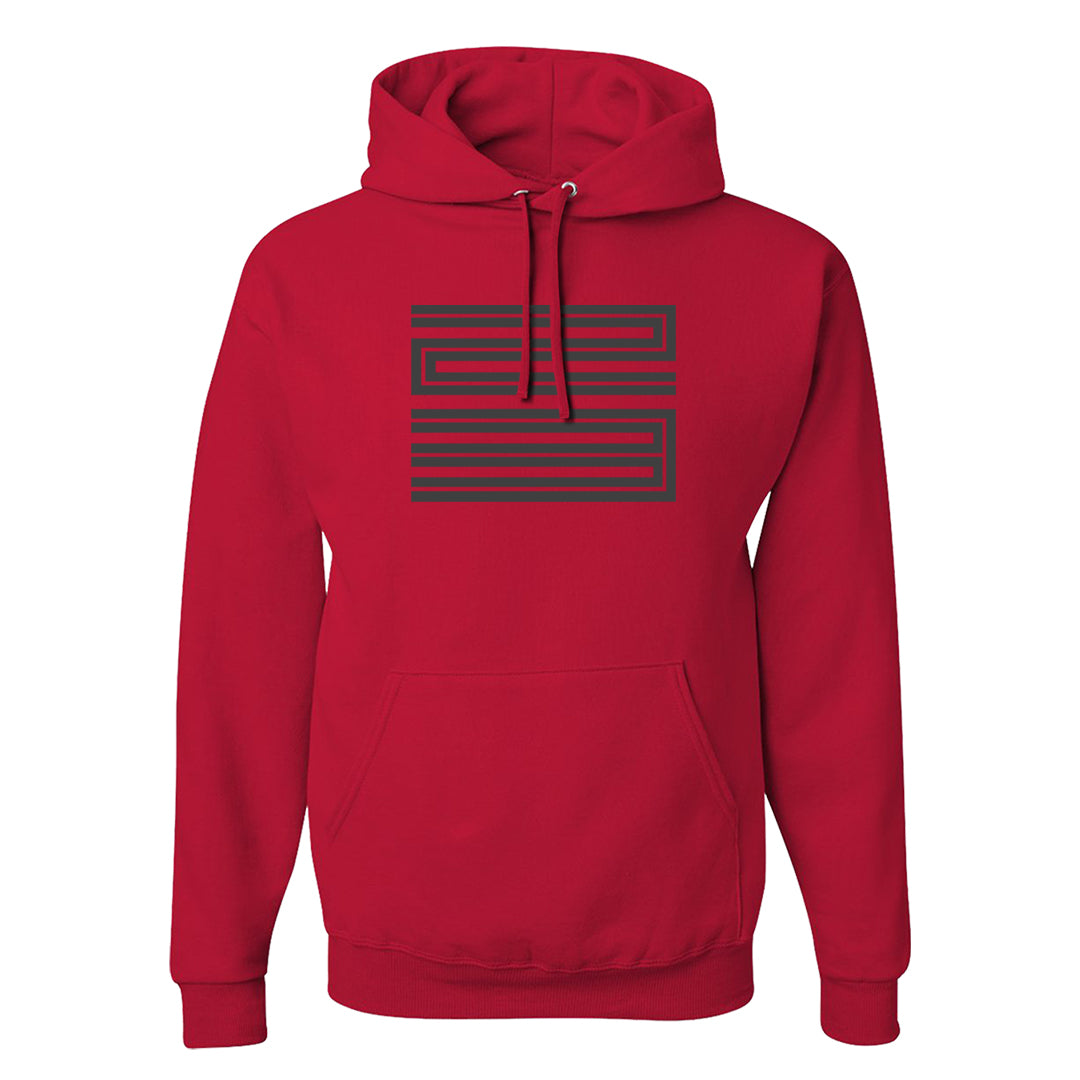 Dark Grey Varsity Red Low 1s Hoodie | Double Line 23, Red