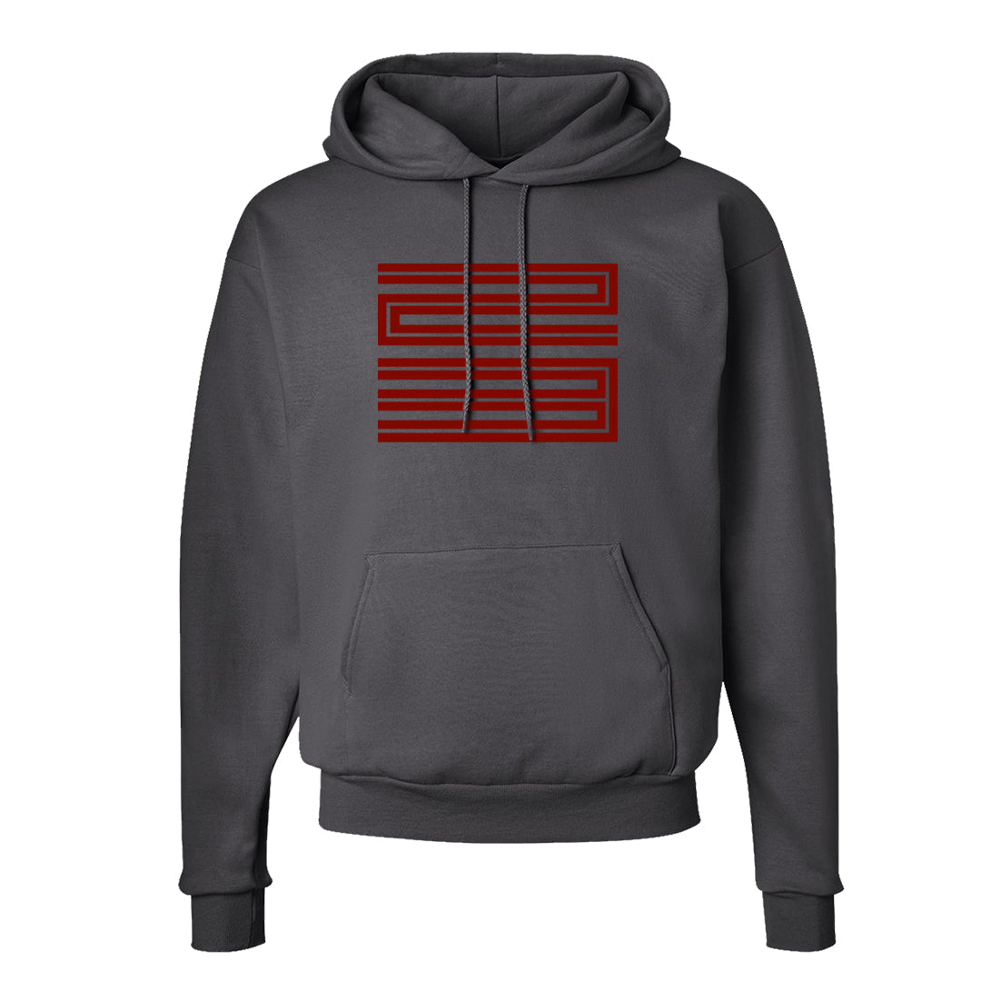 Dark Grey Varsity Red Low 1s Hoodie | Double Line 23, Smoke Grey