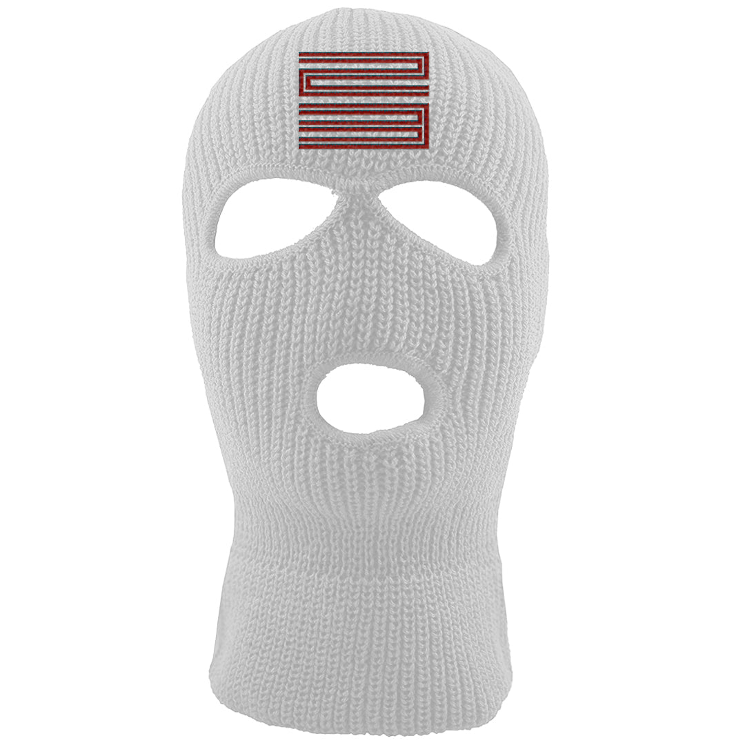 Dark Grey Varsity Red Low 1s Ski Mask | Double Line 23, White