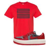 Dark Grey Varsity Red Low 1s T Shirt | Double Line 23, Red