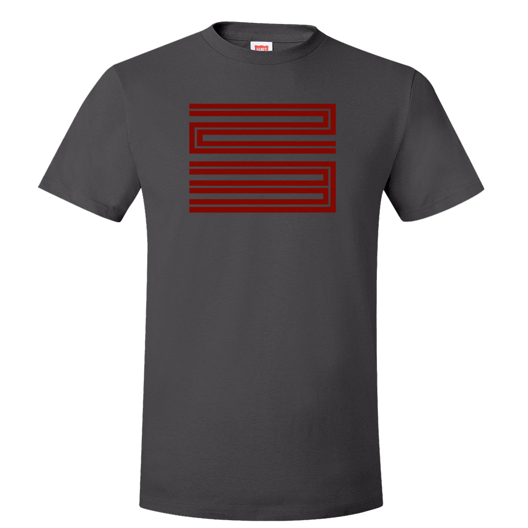 Dark Grey Varsity Red Low 1s T Shirt | Double Line 23, Smoke Grey