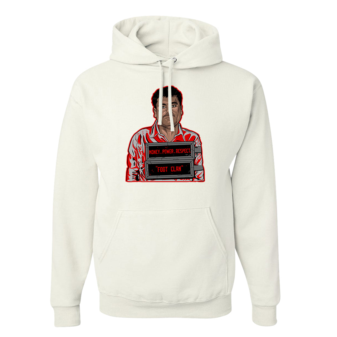 Dark Grey Varsity Red Low 1s Hoodie | El Chapo Illustration, White