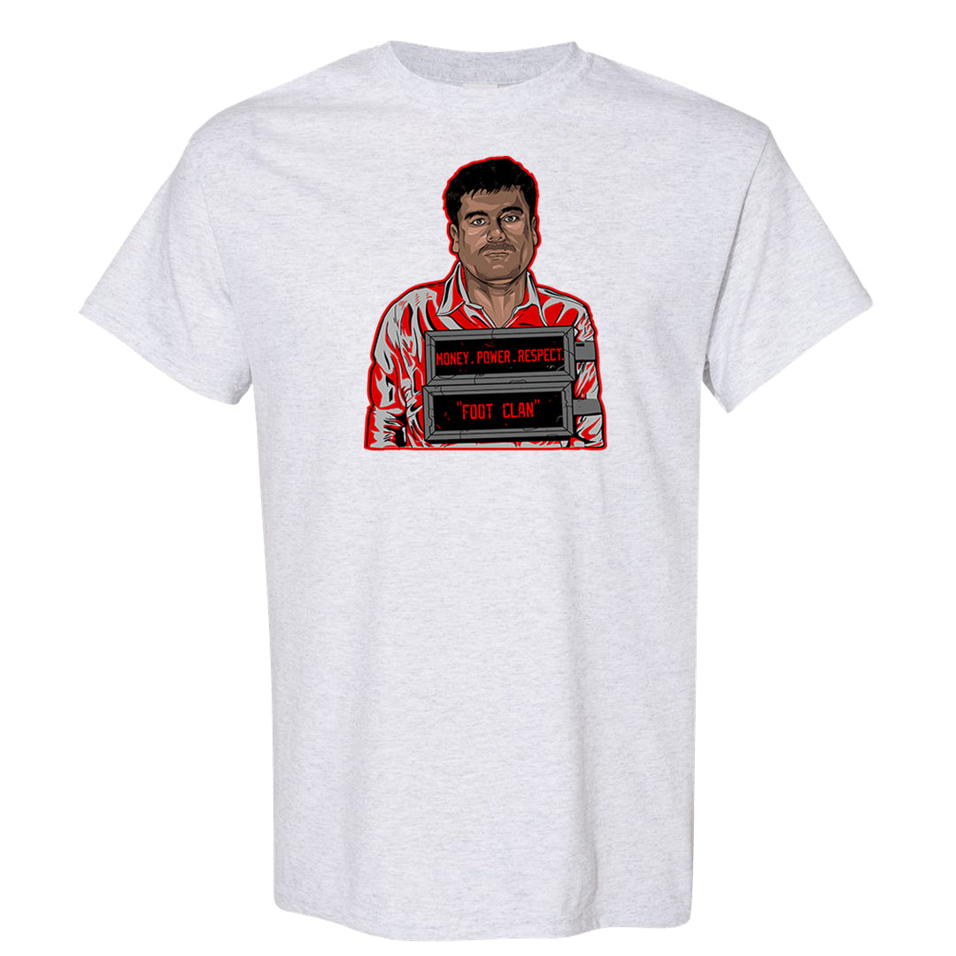 Dark Grey Varsity Red Low 1s T Shirt | El Chapo Illustration, Ash