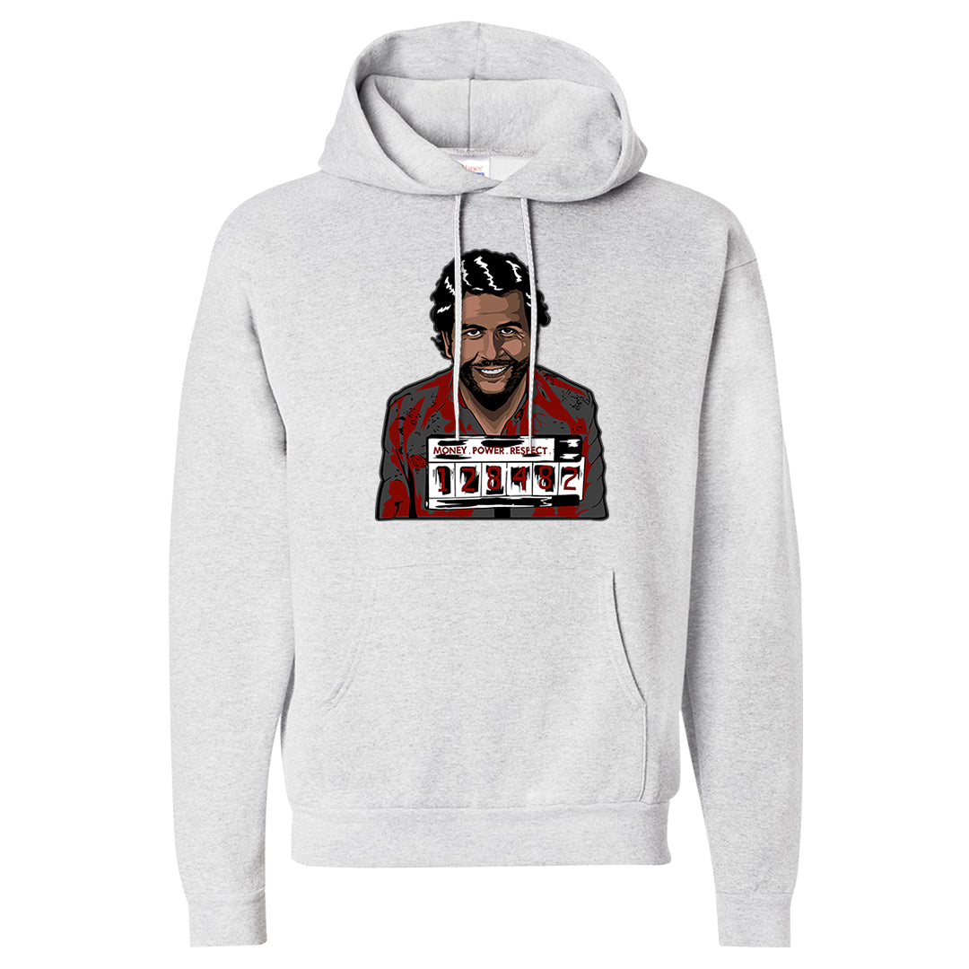 Dark Grey Varsity Red Low 1s Hoodie | Escobar Illustration, Ash