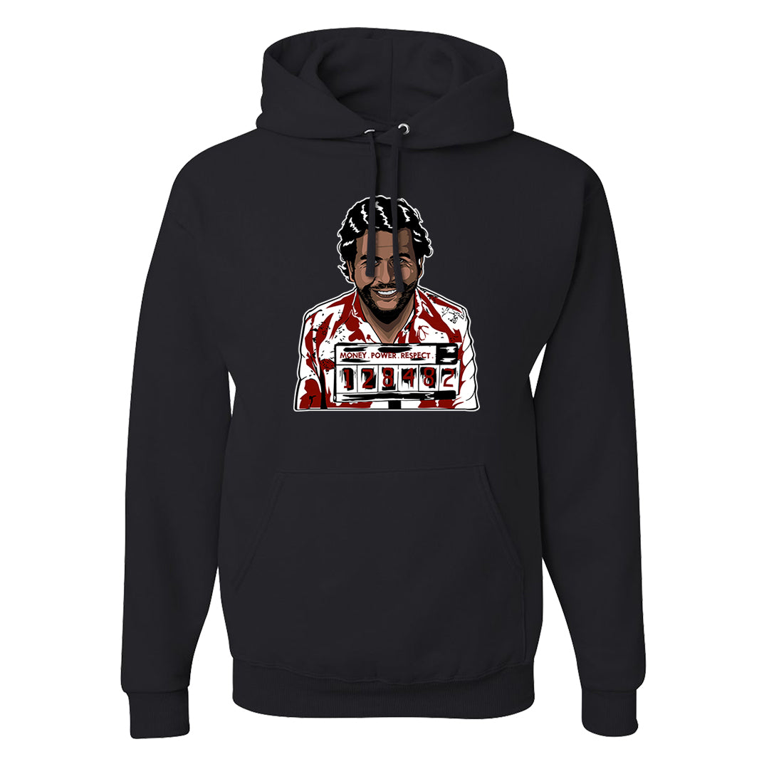 Dark Grey Varsity Red Low 1s Hoodie | Escobar Illustration, Black