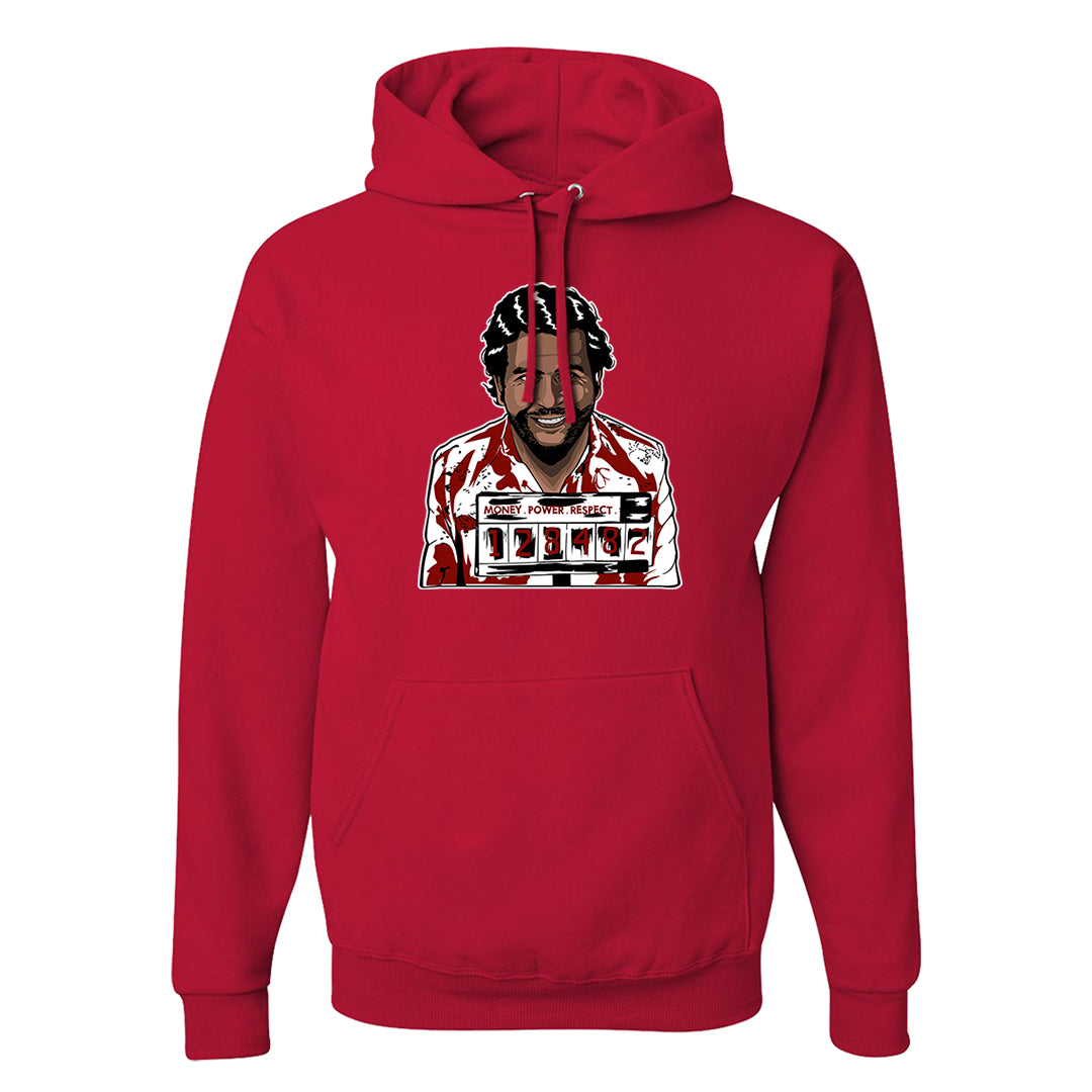 Dark Grey Varsity Red Low 1s Hoodie | Escobar Illustration, Red