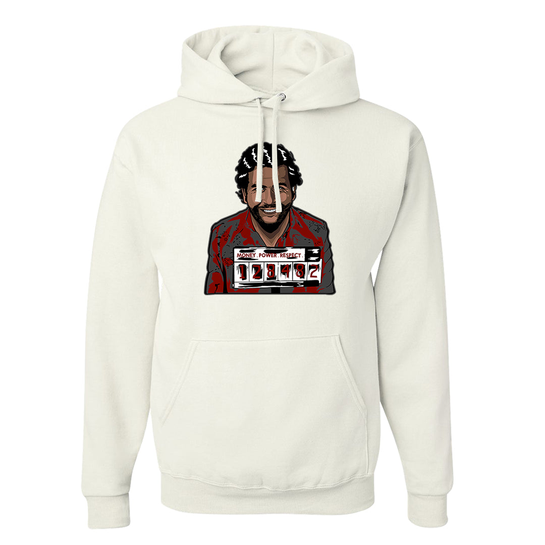 Dark Grey Varsity Red Low 1s Hoodie | Escobar Illustration, White