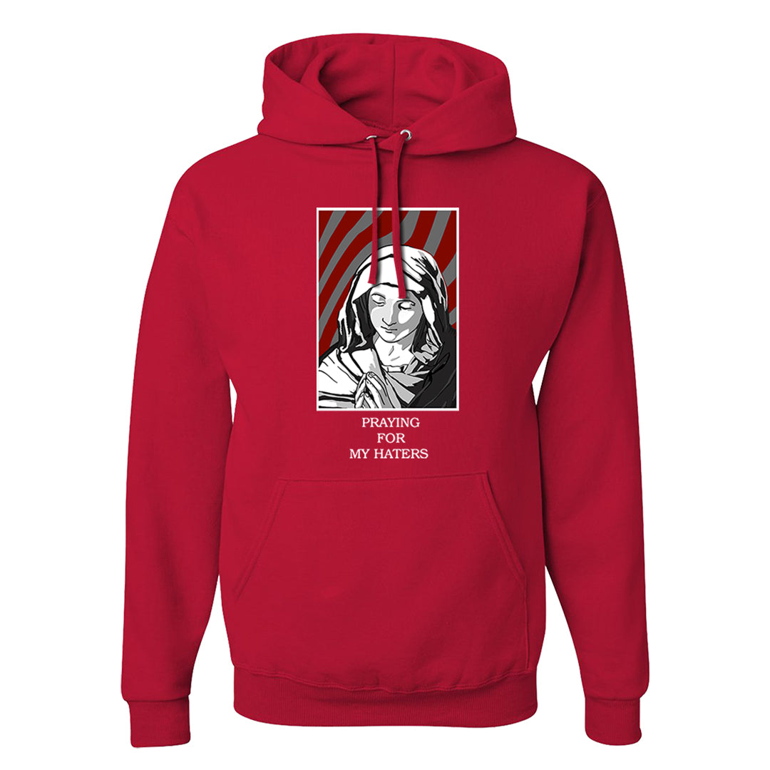 Dark Grey Varsity Red Low 1s Hoodie | God Told Me, Red