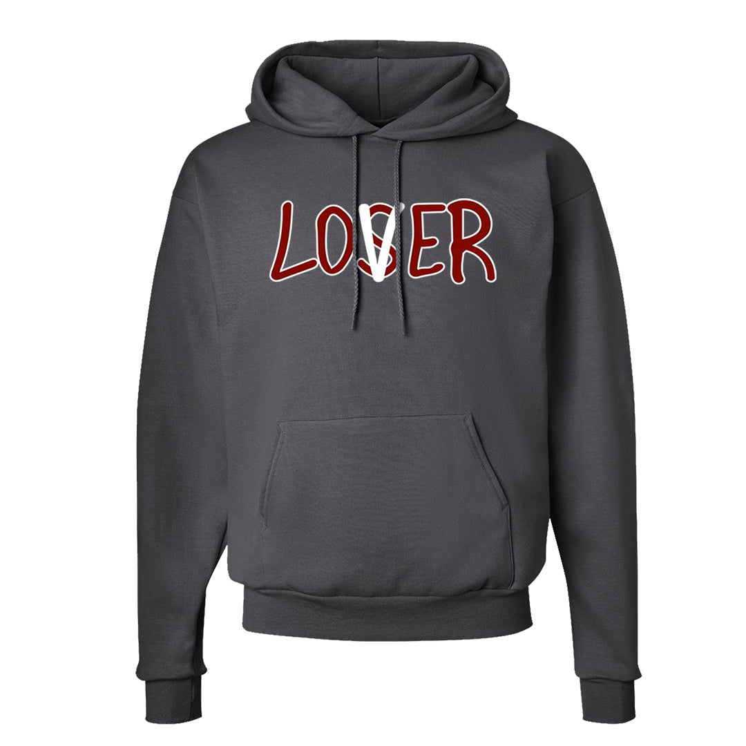 Dark Grey Varsity Red Low 1s Hoodie | Lover, Smoke Grey