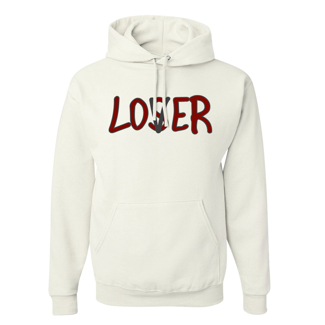 Dark Grey Varsity Red Low 1s Hoodie | Lover, White