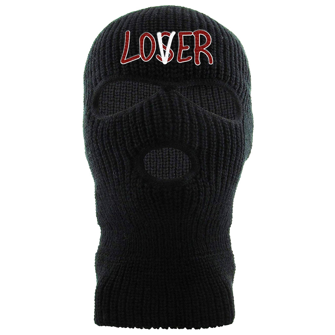 Dark Grey Varsity Red Low 1s Ski Mask | Lover, Black