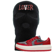 Dark Grey Varsity Red Low 1s Ski Mask | Lover, Black
