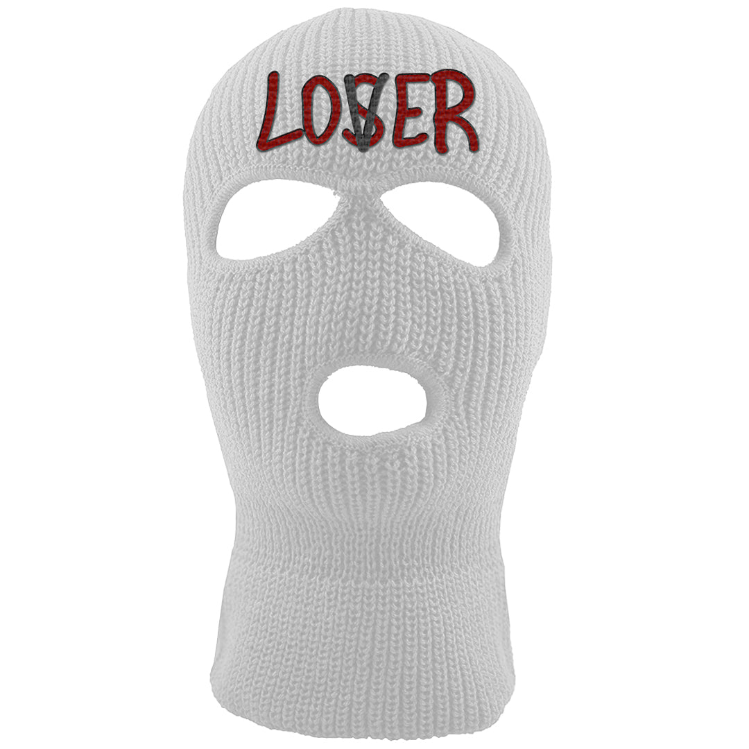 Dark Grey Varsity Red Low 1s Ski Mask | Lover, White