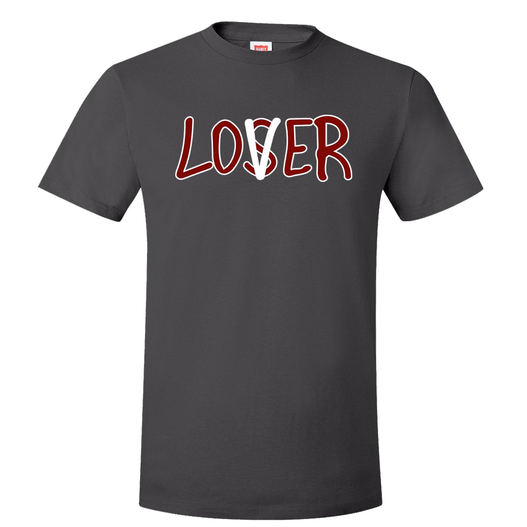 Dark Grey Varsity Red Low 1s T Shirt | Lover, Smoke Grey