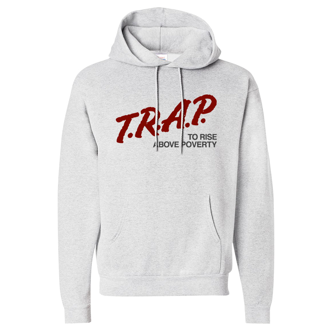 Dark Grey Varsity Red Low 1s Hoodie | Trap To Rise Above Poverty, Ash