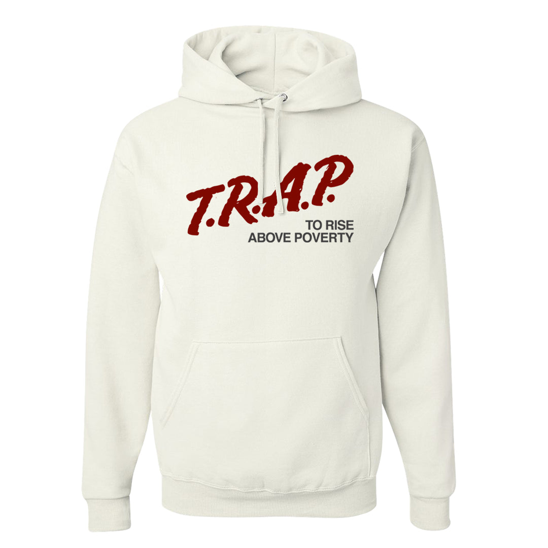 Dark Grey Varsity Red Low 1s Hoodie | Trap To Rise Above Poverty, White