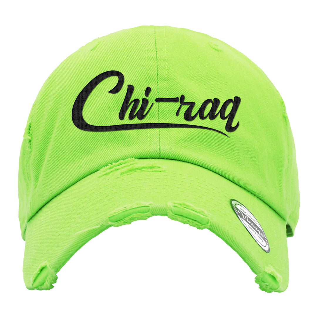 Golf Black Toe Low 1s Distressed Dad Hat | Chiraq, Lime