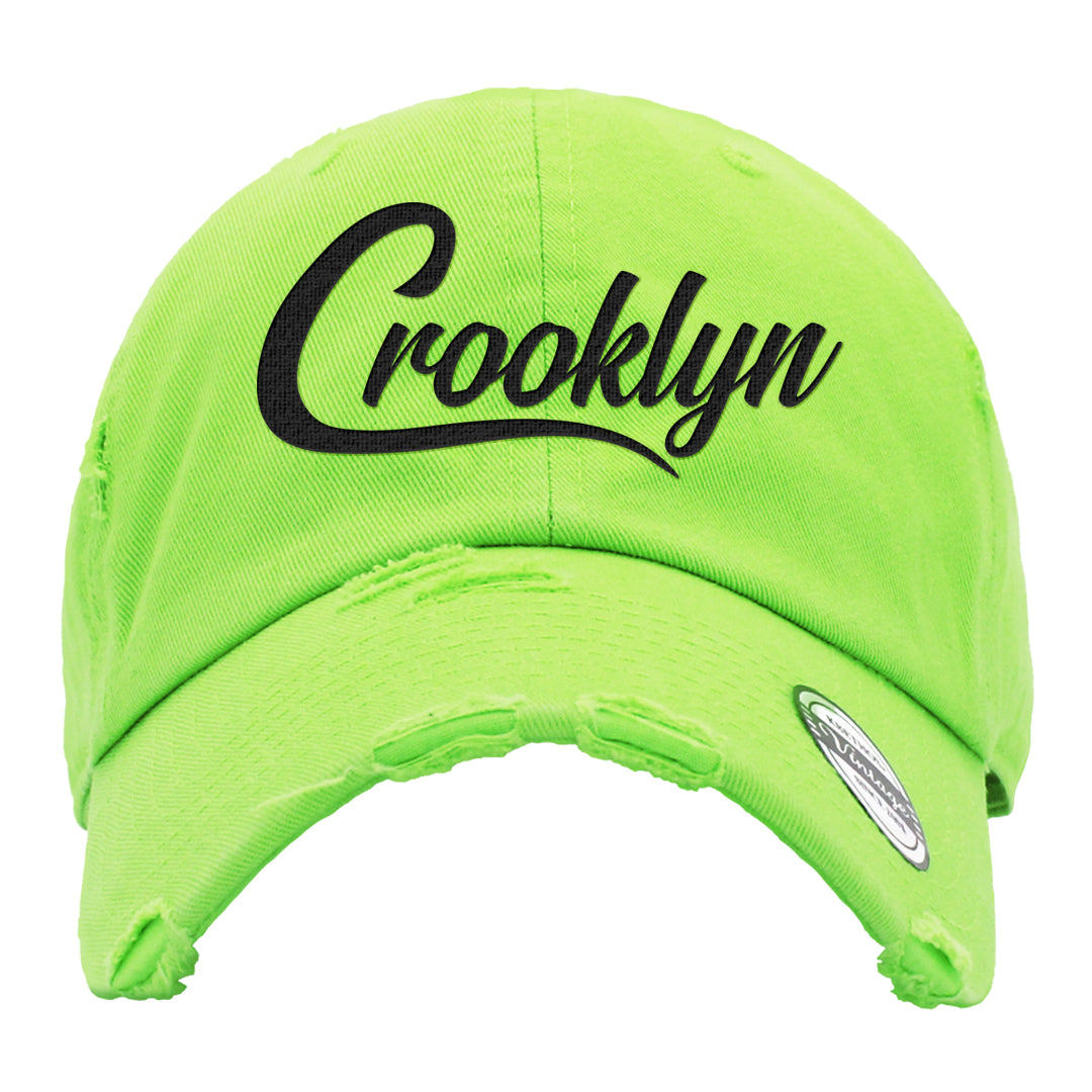 Golf Black Toe Low 1s Distressed Dad Hat | Crooklyn, Lime