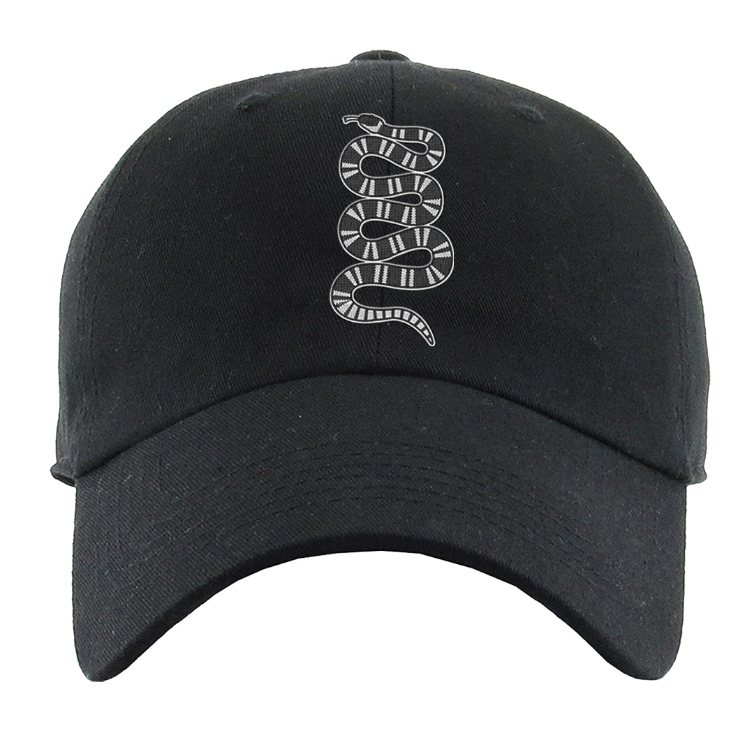 Homage Split Black White Low 1s Dad Hat | Coiled Snake, Black