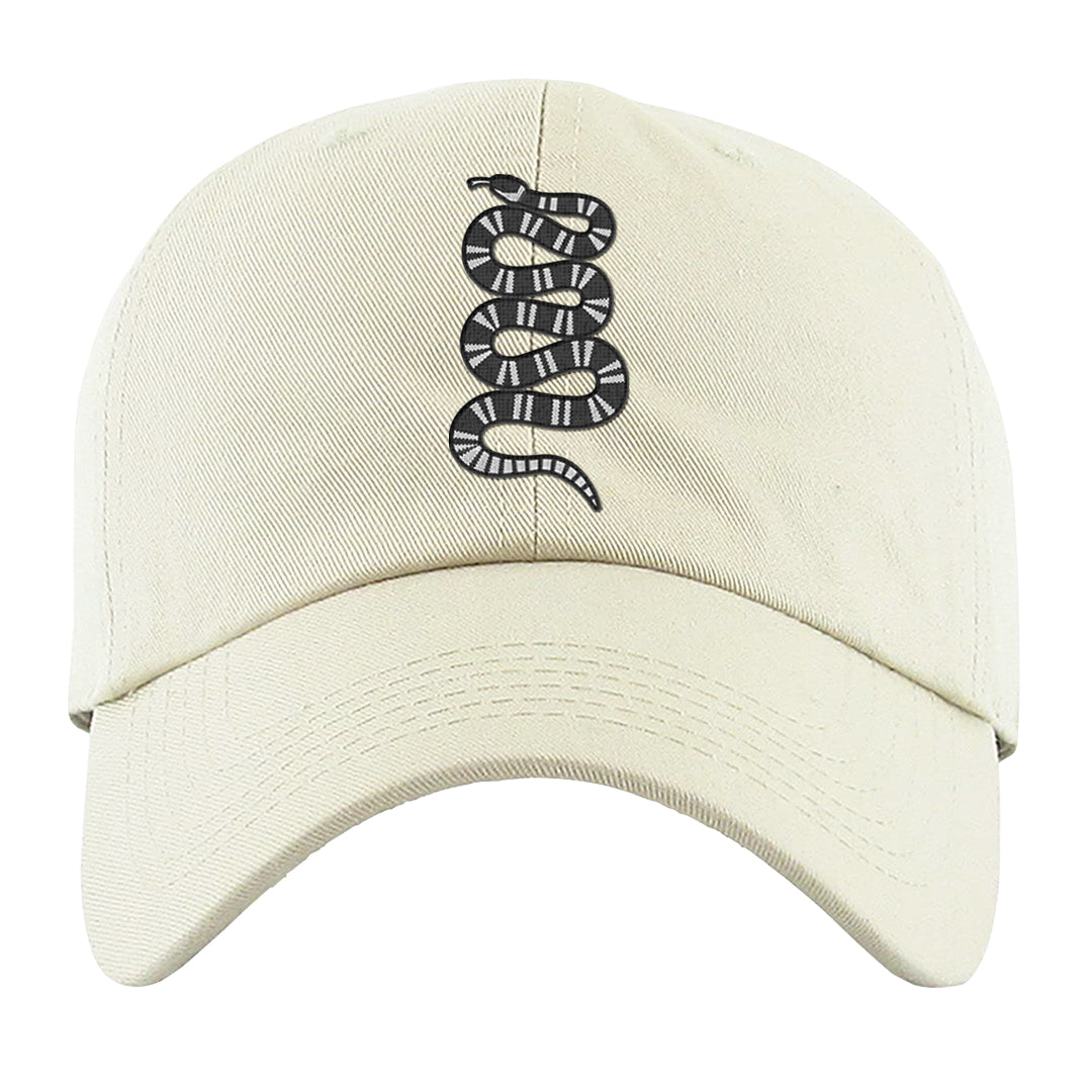 Homage Split Black White Low 1s Dad Hat | Coiled Snake, White