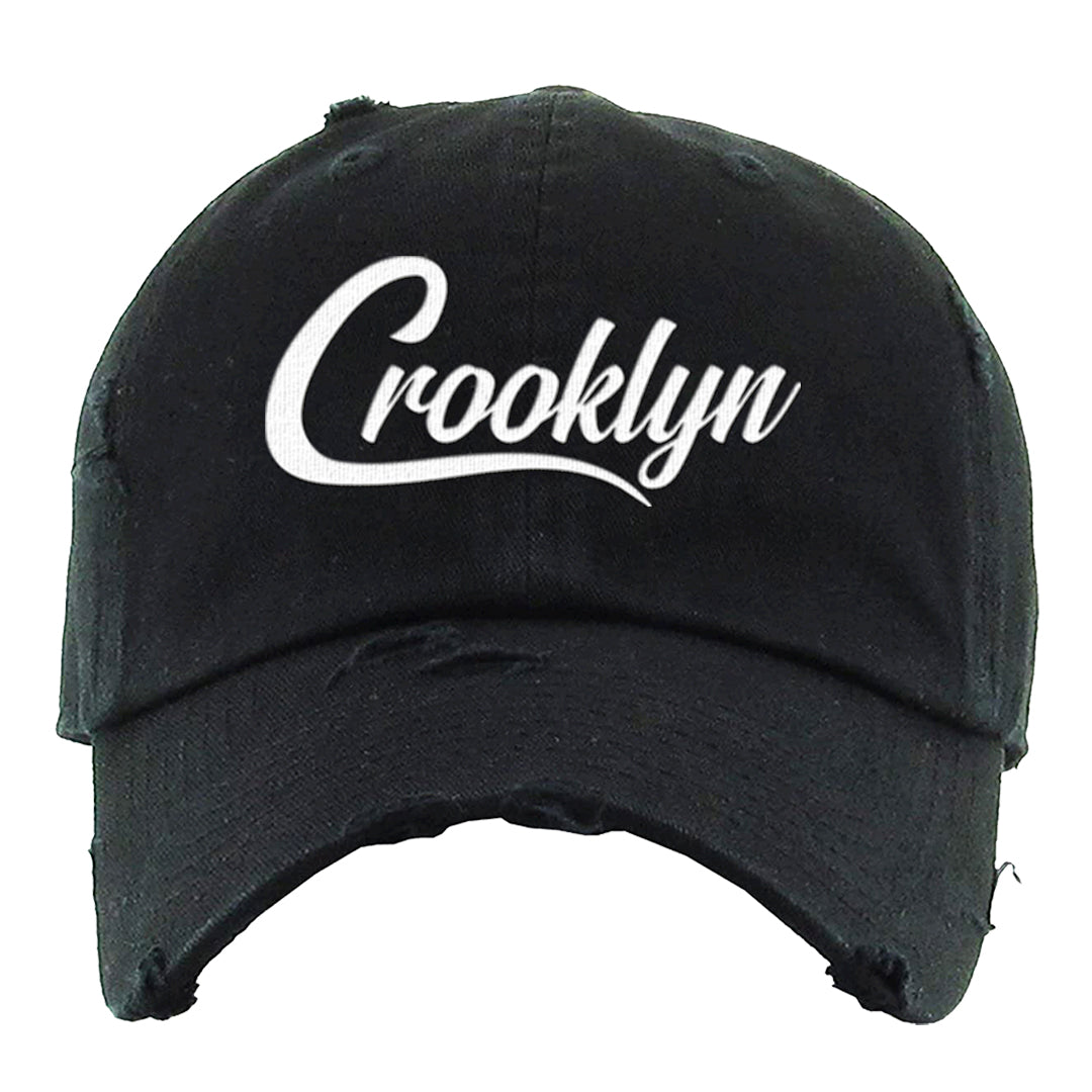 Homage Split Black White Low 1s Distressed Dad Hat | Crooklyn, Black