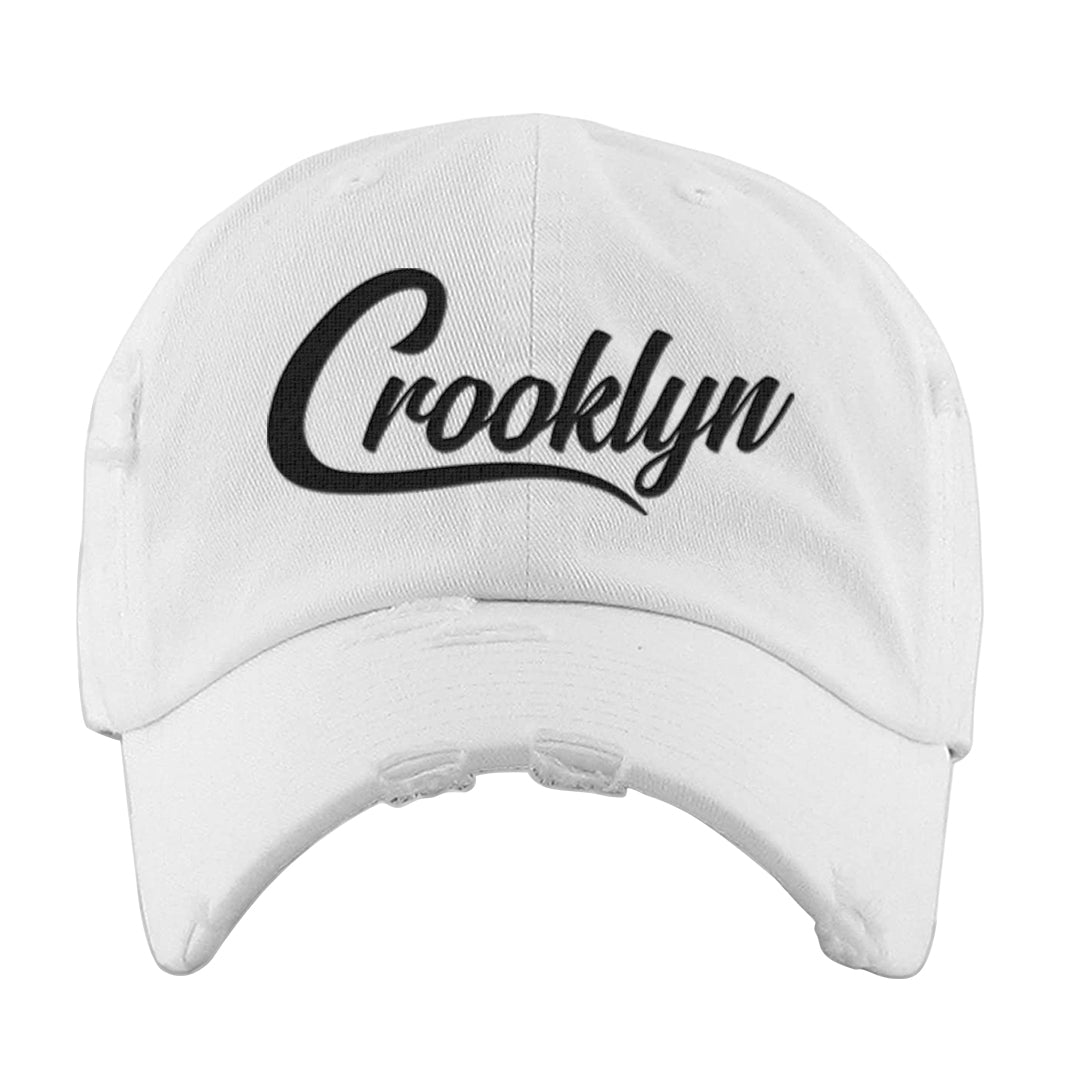 Homage Split Black White Low 1s Distressed Dad Hat | Crooklyn, White