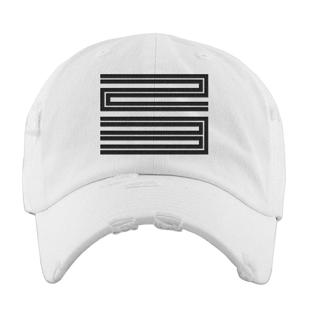 Homage Split Black White Low 1s Distressed Dad Hat | Double Line 23, White