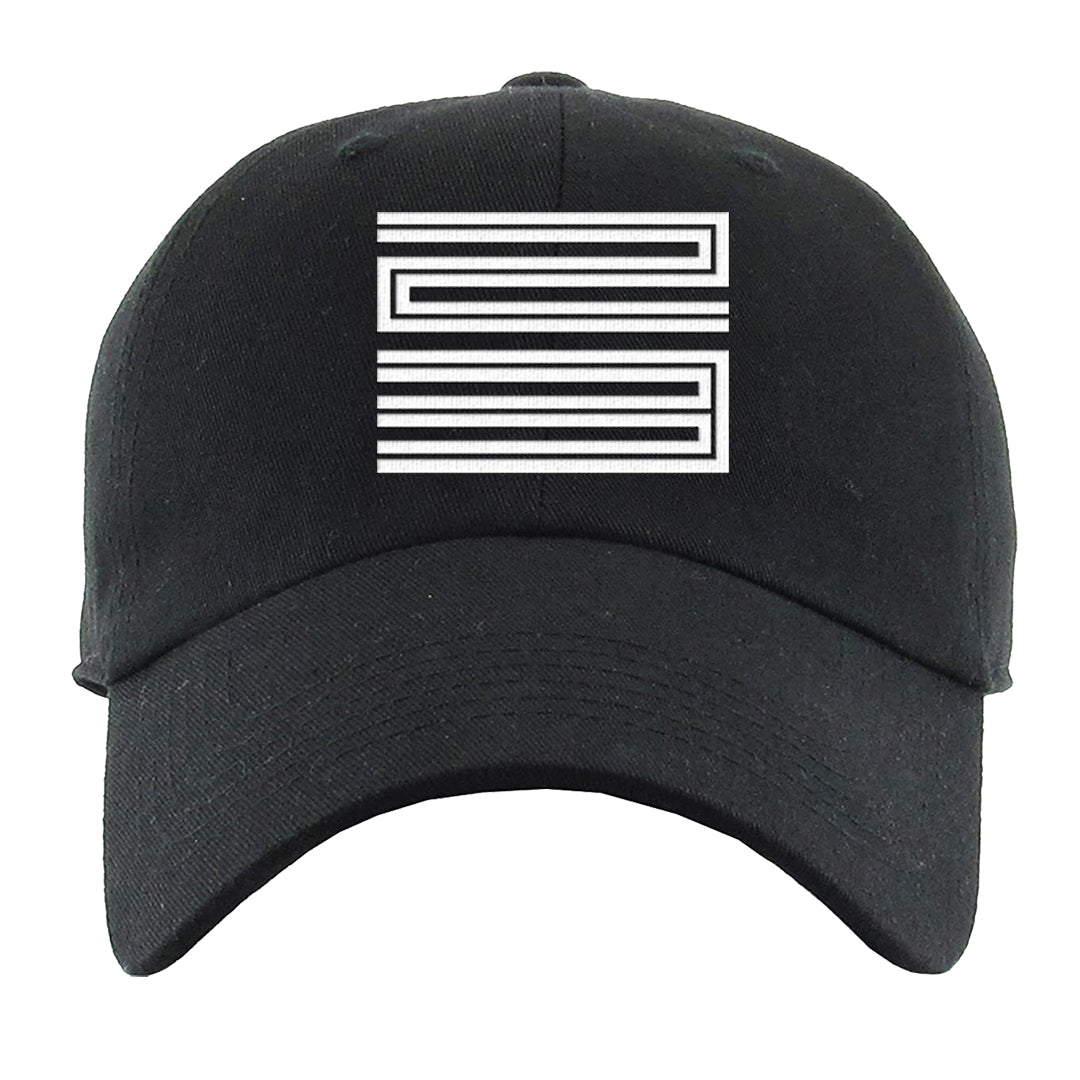 Homage Split Black White Low 1s Dad Hat | Double Line 23, Black