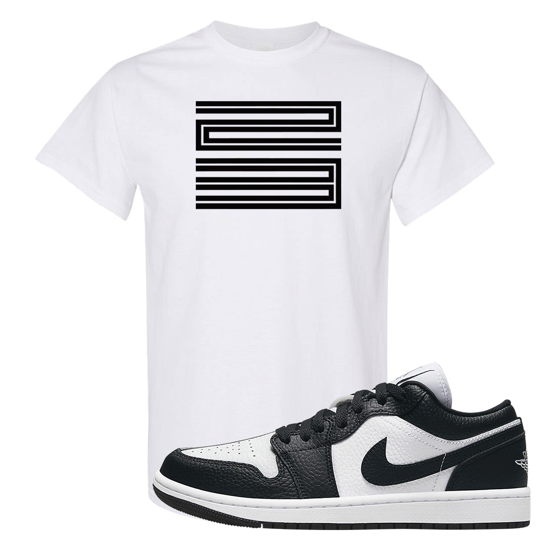 Homage Split Black White Low 1s T Shirt | Double Line 23, White