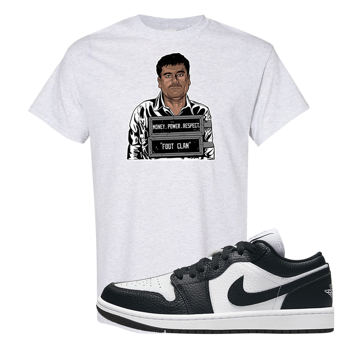 Homage Split Black White Low 1s T Shirt | El Chapo Illustration, Ash
