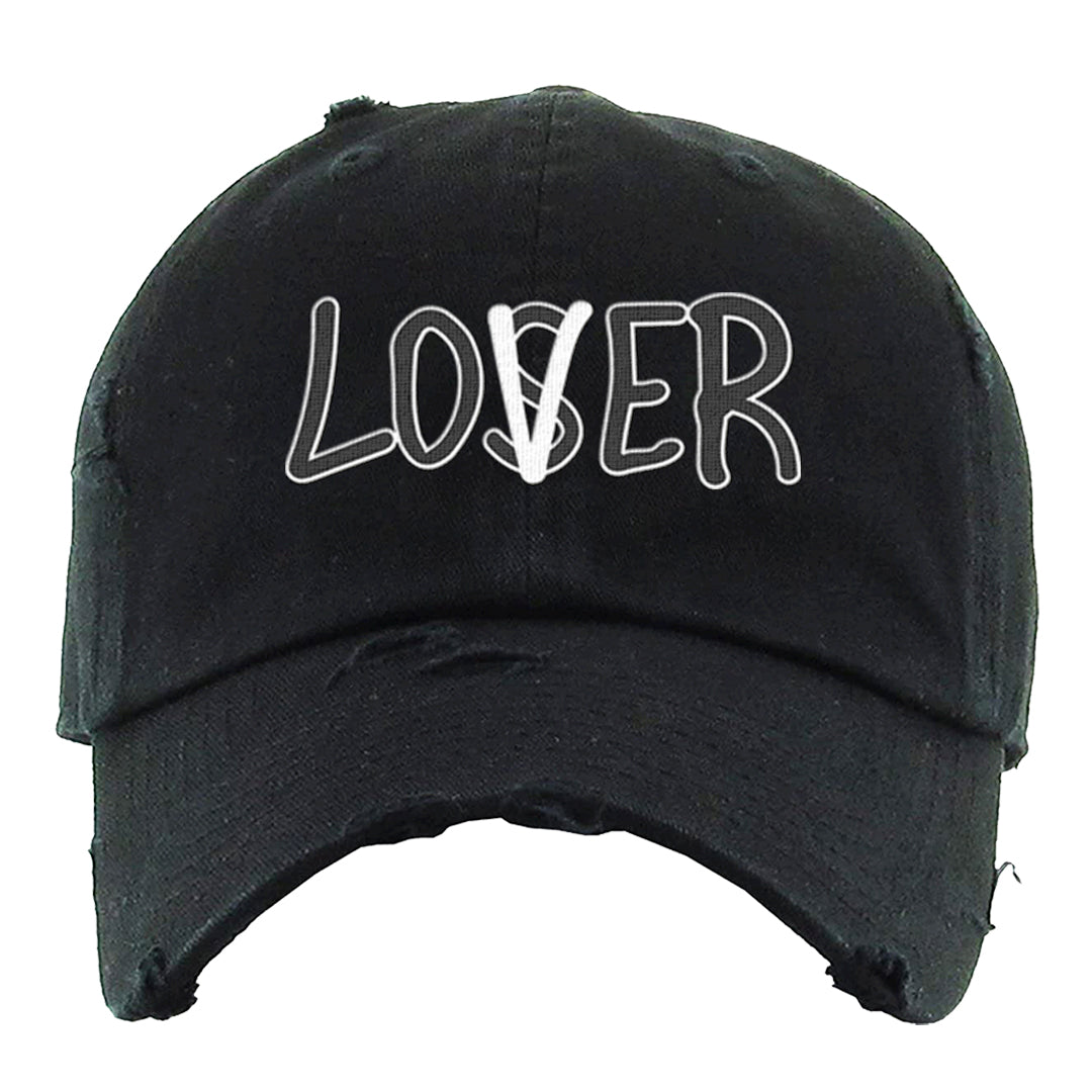 Homage Split Black White Low 1s Distressed Dad Hat | Lover, Black