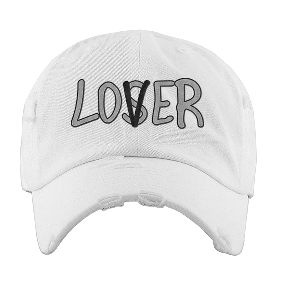 Homage Split Black White Low 1s Distressed Dad Hat | Lover, White