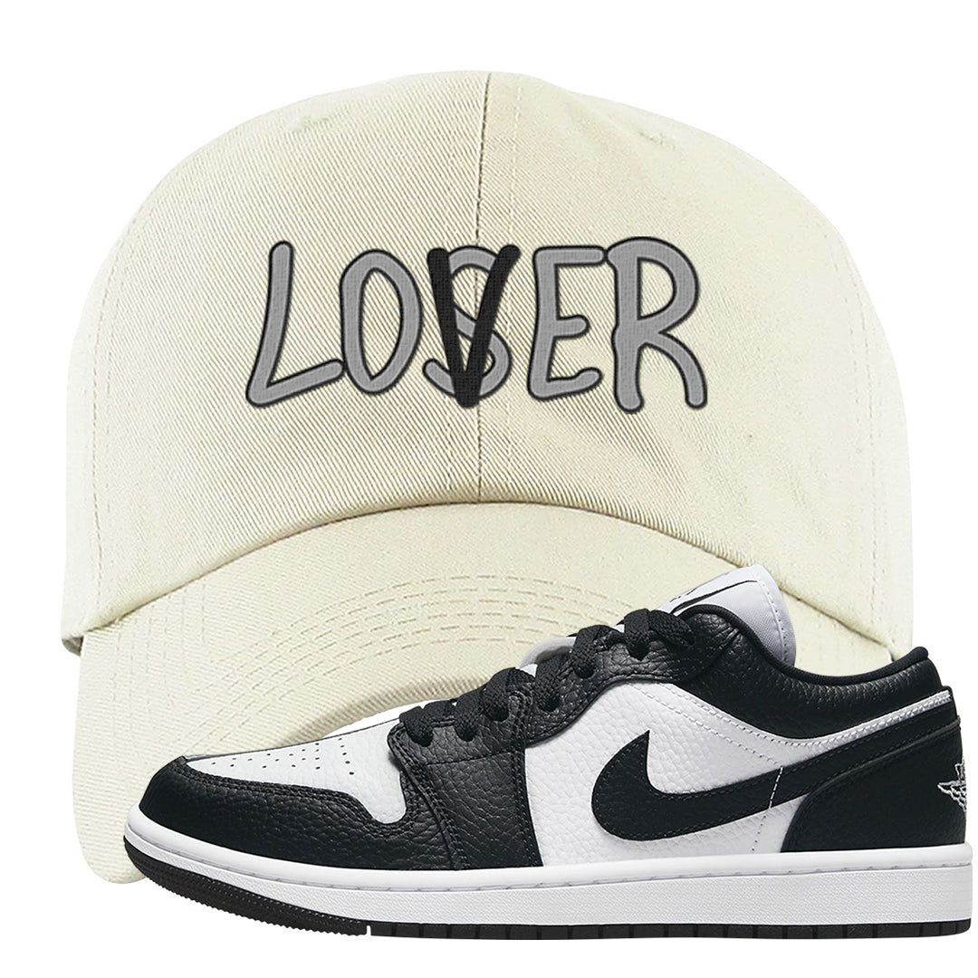 Homage Split Black White Low 1s Dad Hat | Lover, White