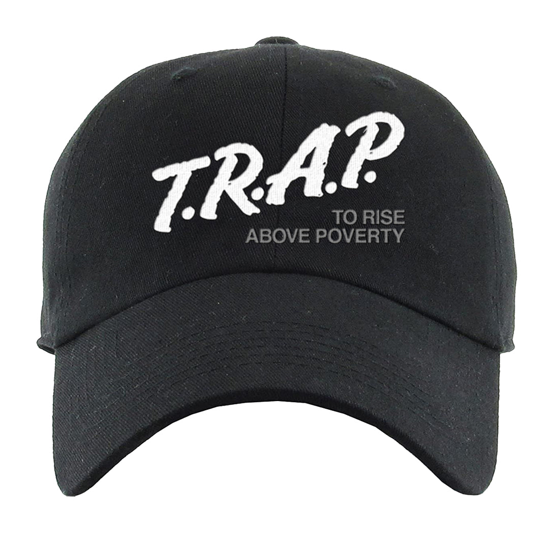 Homage Split Black White Low 1s Dad Hat | Trap To Rise Above Poverty, Black