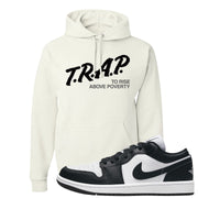 Homage Split Black White Low 1s Hoodie | Trap To Rise Above Poverty, White