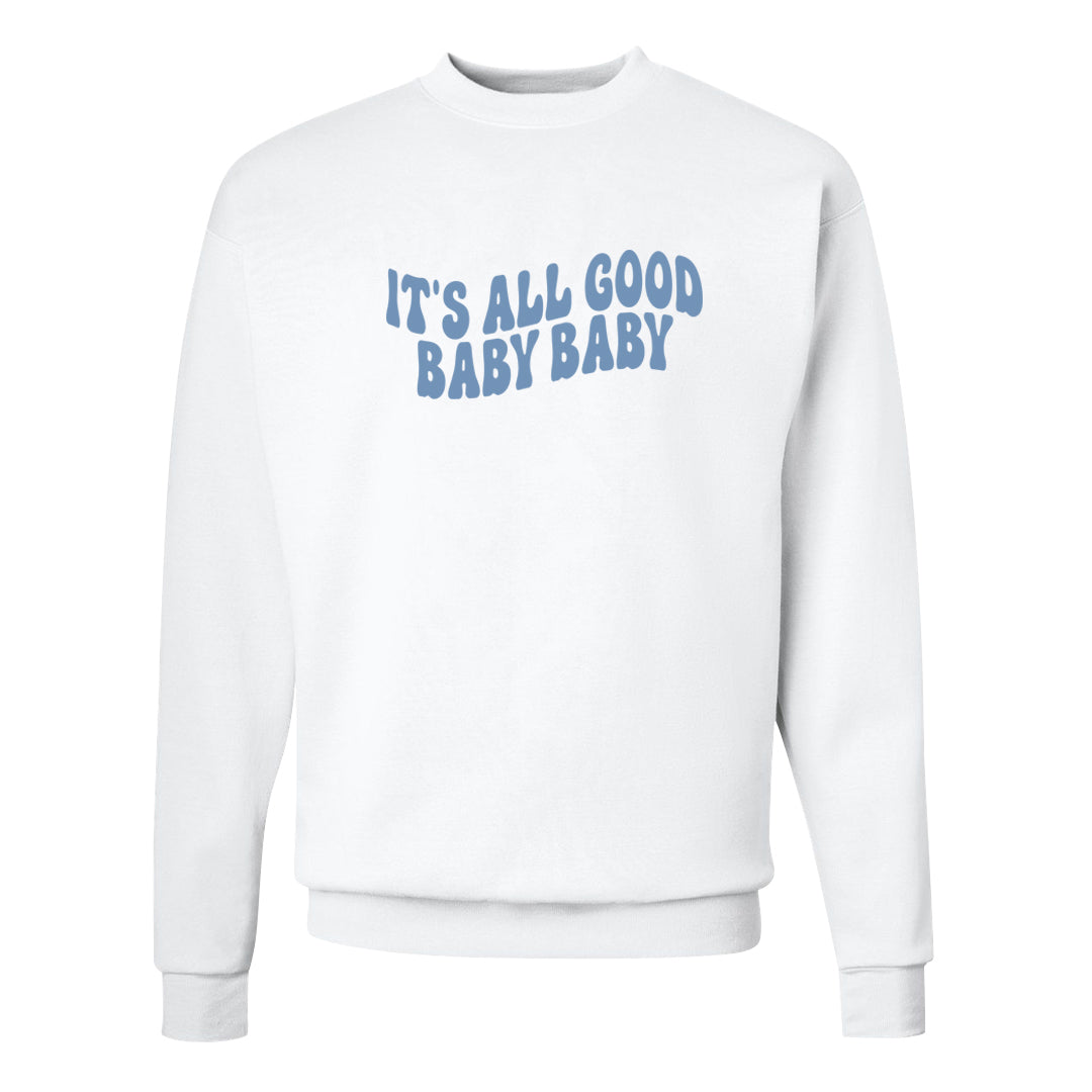 Ice Blue Low 1s Crewneck Sweatshirt | All Good Baby, White