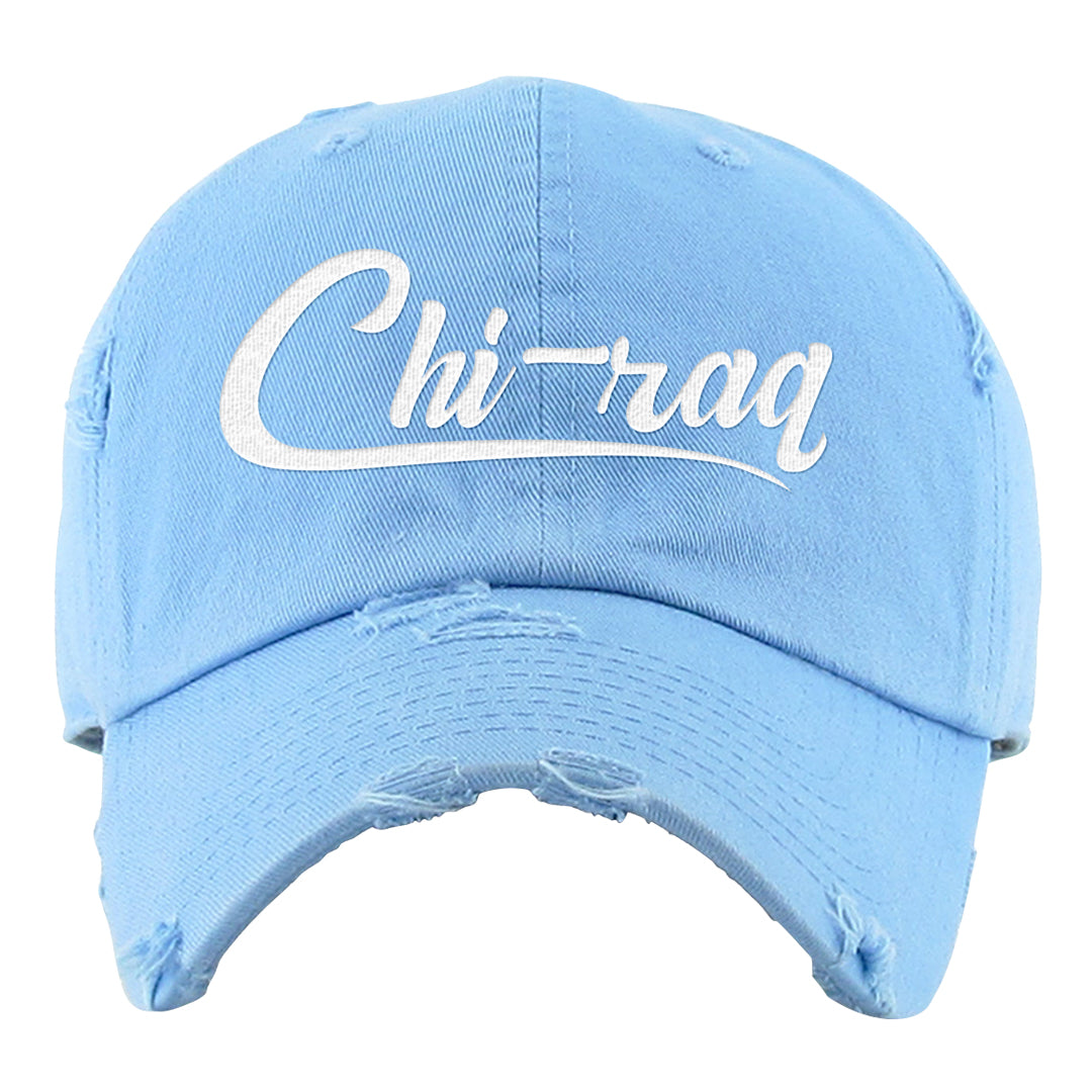 Ice Blue Low 1s Distressed Dad Hat | Chiraq, Sky Blue