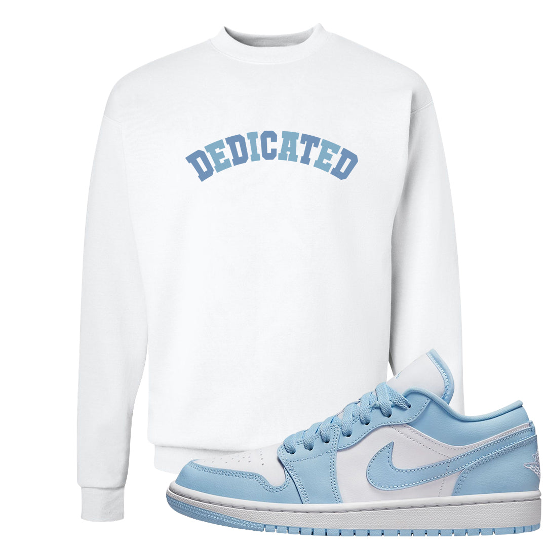 Ice Blue Low 1s Crewneck Sweatshirt | Dedicated, White