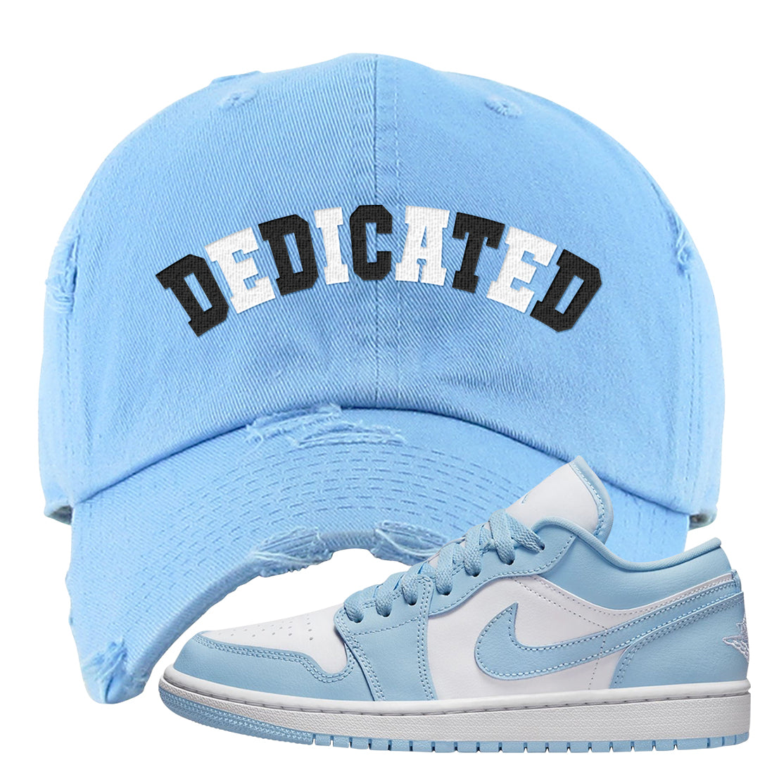 Ice Blue Low 1s Distressed Dad Hat | Dedicated, Sky Blue