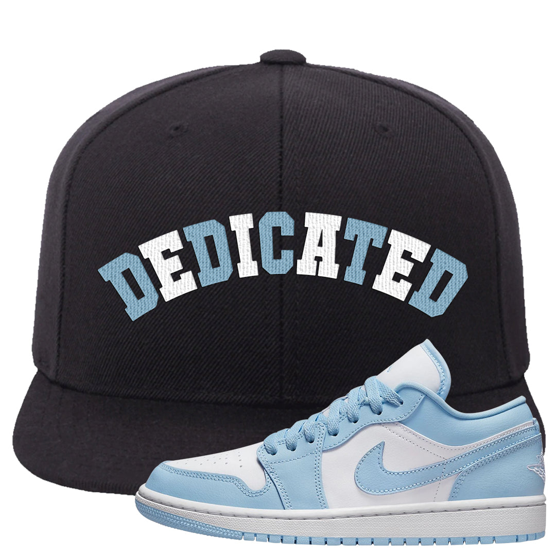 Ice Blue Low 1s Snapback Hat | Dedicated, Black
