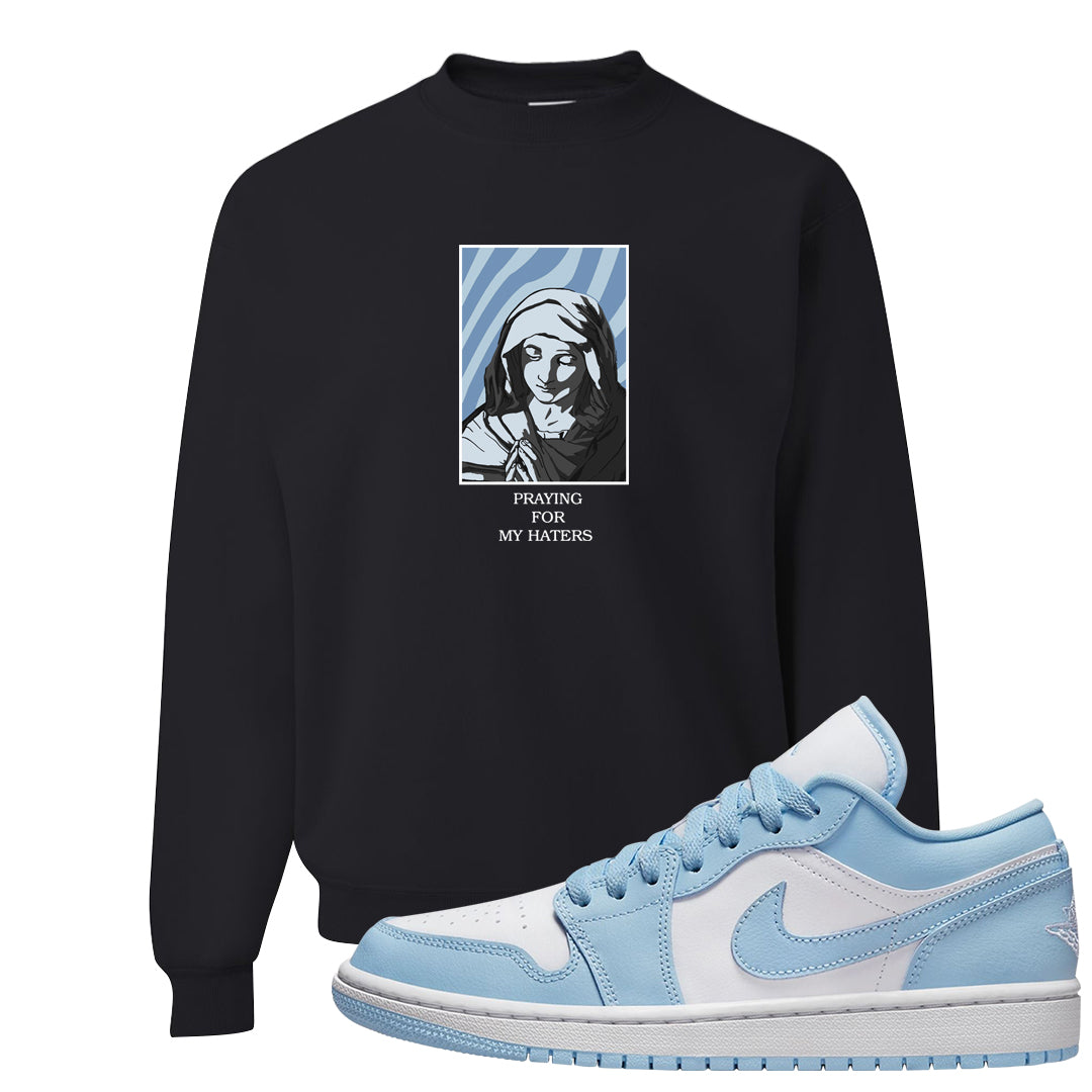 Ice Blue Low 1s Crewneck Sweatshirt | God Told Me, Black