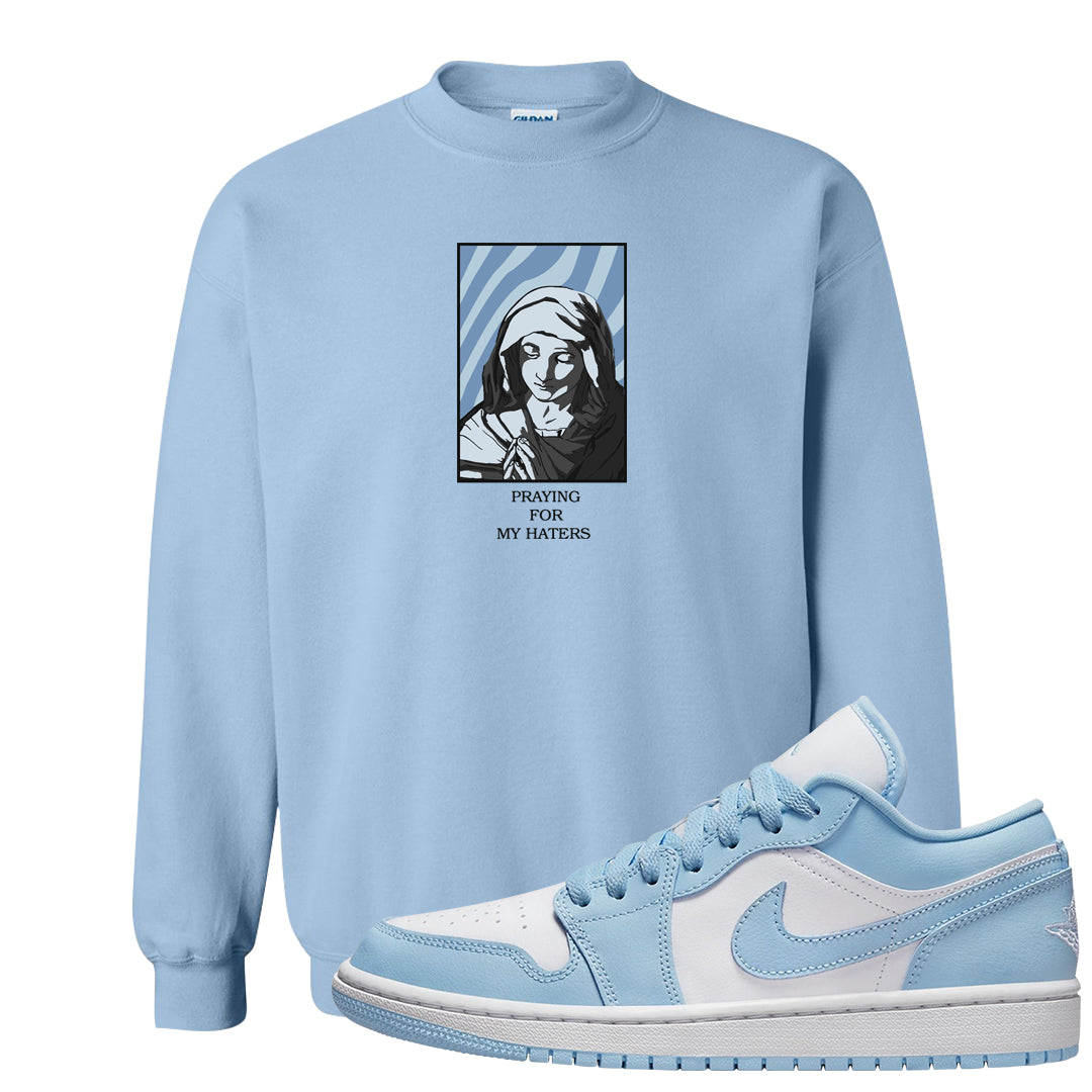 Ice Blue Low 1s Crewneck Sweatshirt | God Told Me, Light Blue