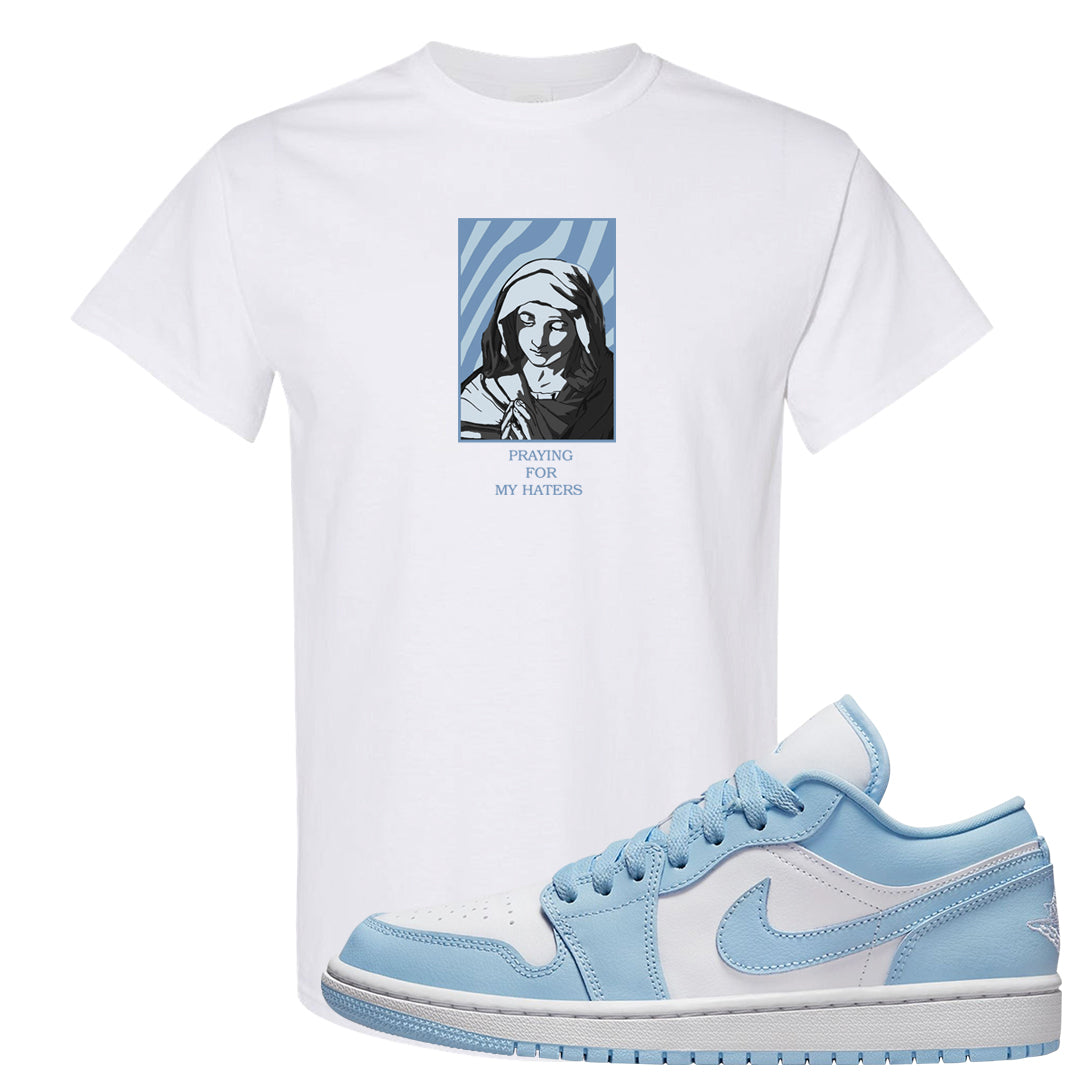 Ice Blue Low 1s T Shirt | God Told Me, White