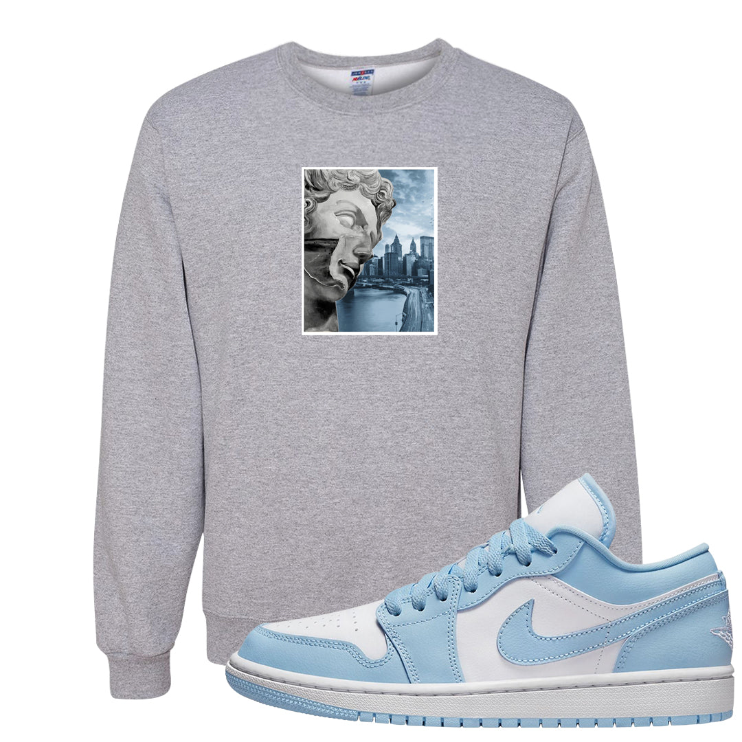 Ice Blue Low 1s Crewneck Sweatshirt | Miguel, Ash