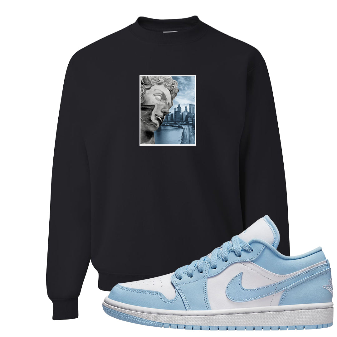 Ice Blue Low 1s Crewneck Sweatshirt | Miguel, Black