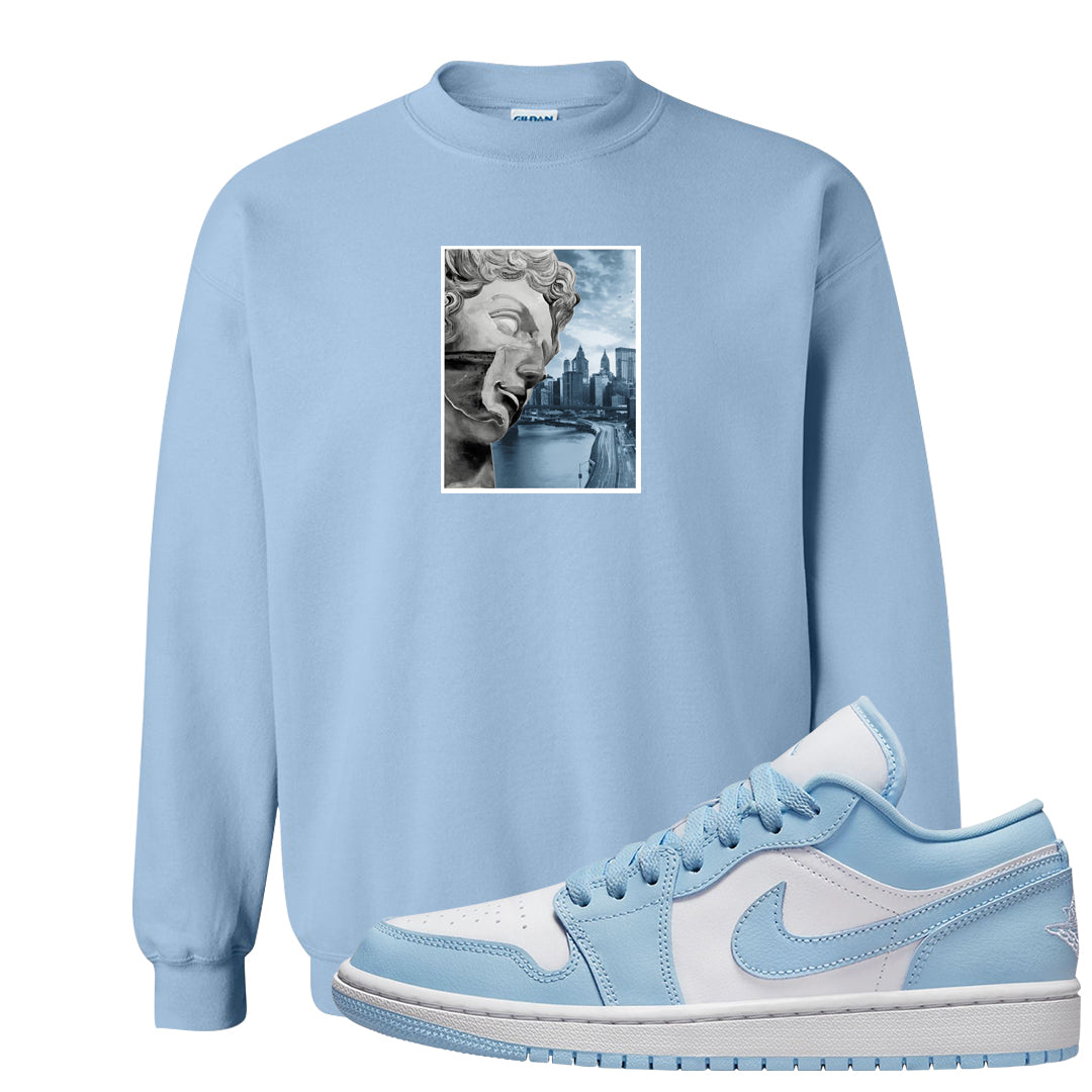Ice Blue Low 1s Crewneck Sweatshirt | Miguel, Light Blue